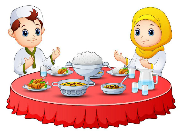 نقاشی از سفره افطار کودکانه