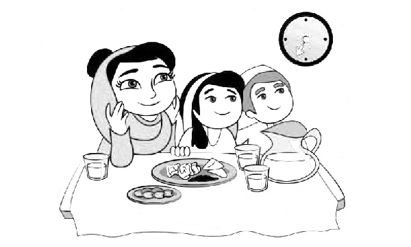 نقاشی سفره افطار ماه رمضان ساده