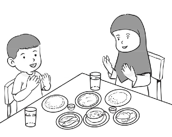 نقاشی در مورد سفره افطار کودکانه