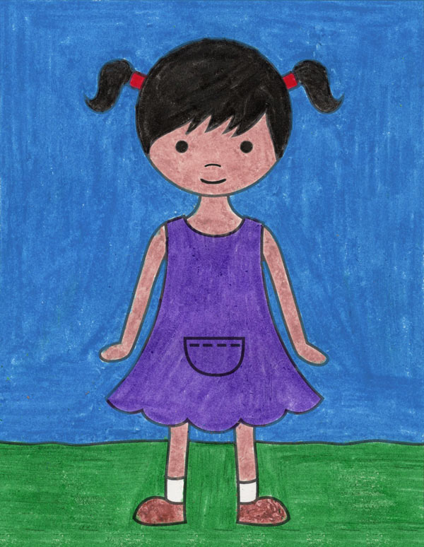 نقاشی روز دختر رنگی کودکانه