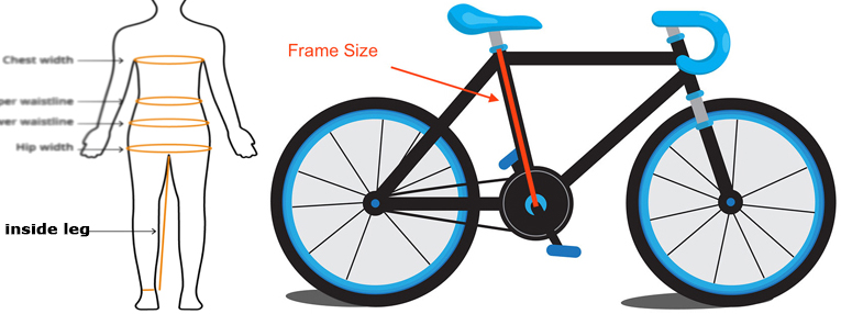 سایز فریم دوچرخه (frame size) , اینساید لگ (inside leg) 