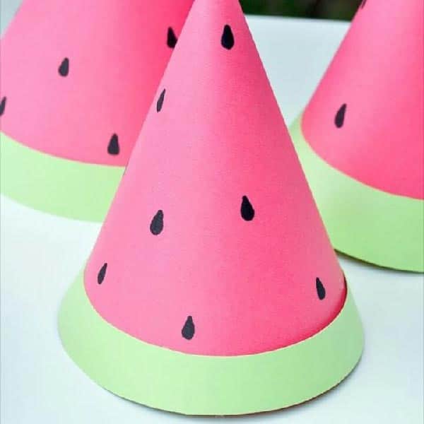 ساخت کلاه هندوانه با کاغذ رنگی برای شب چله
