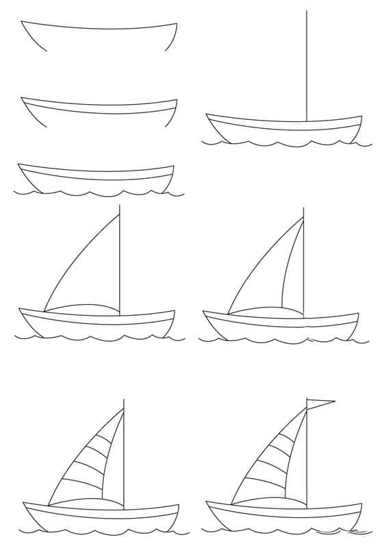 نقاشی کودکانه ساده قایق