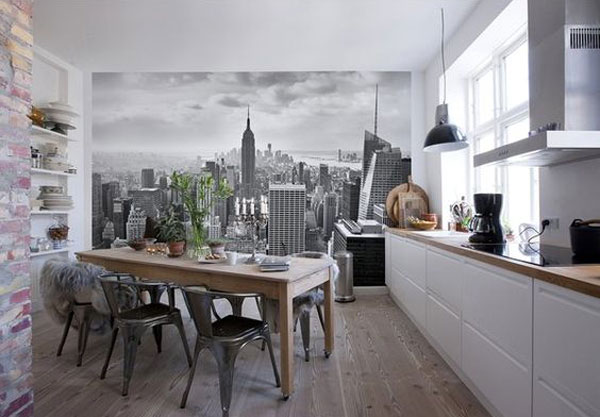 مدل پوستر سه بعدی دیواری با طرح شهر نیویورک برای تزیین دیوار آشپزخانه
