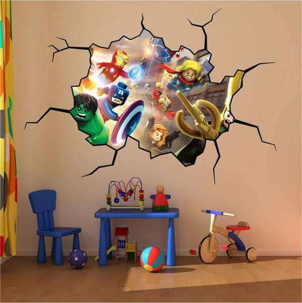 مدل پوستر سه بعدی قهرمانان لگویی برای تزیین اتاق کودکان