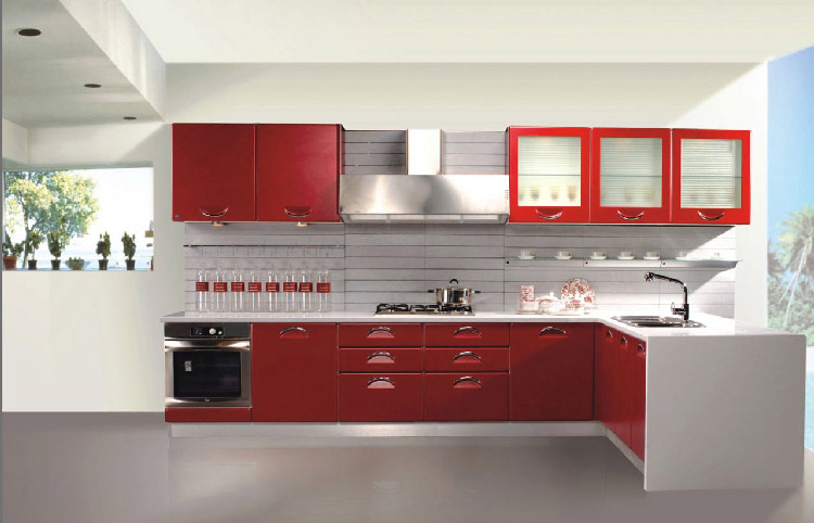 کابینت به رنگ زرشکی