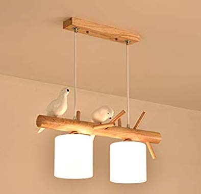 لوستر چوبی اتاق خواب با جزئیات پرنده های سفید