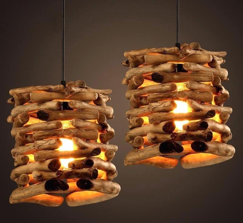 لوستر چوبی الهام گرفته از طبیعت مناسب اتاق خواب