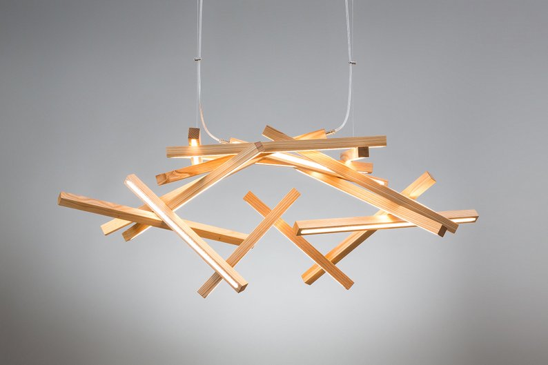 لوستر چوبی و مدرن با لامپ های LED