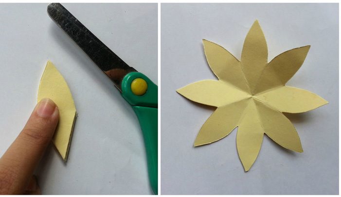 ساخت گل کاغذی به شکل صد پر لبه تیز 3