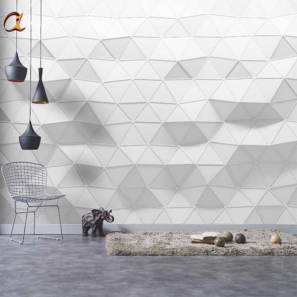 مدل کاغذ دیواری پذیرایی سفید طوسی سه بعدی