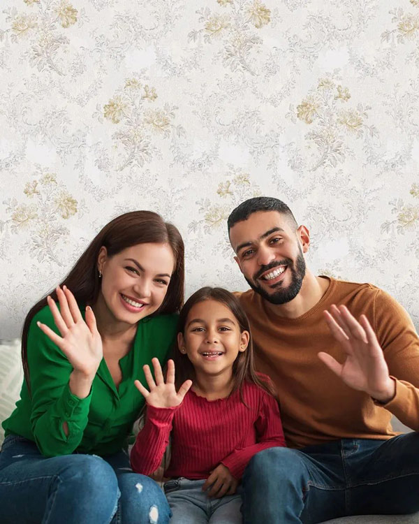 کاغذ دیواری طوسی طلایی برای پذیرایی