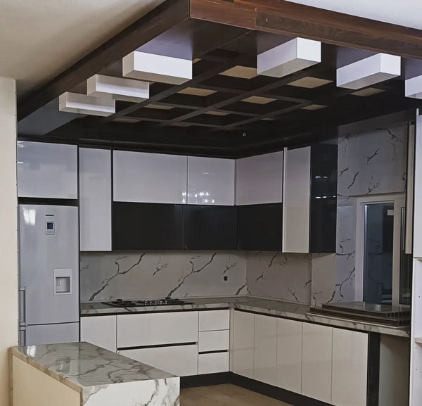 مدل سقف آشپزخانه کناف با روکش پی وی سی سه بعدی