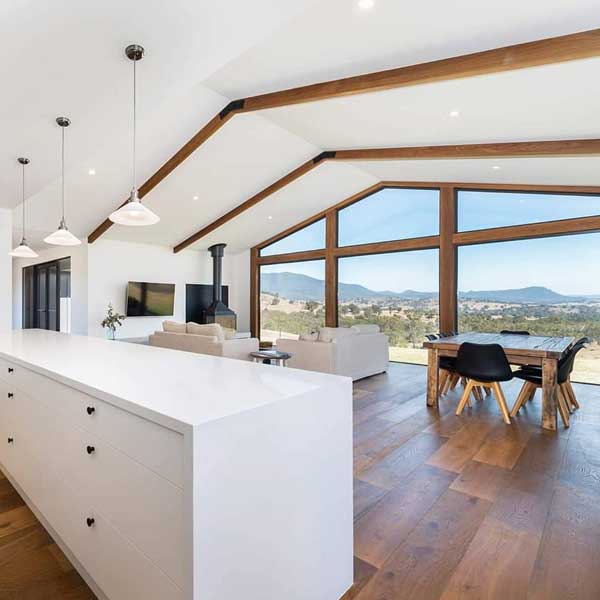 طرح سقف آشپزخانه با گچبری ساده همراه با چوب