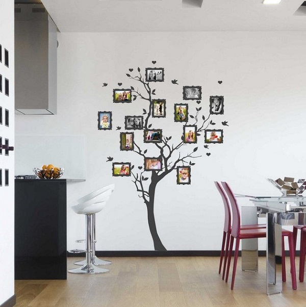 تزیین دیوار با عکس به شکل درخت