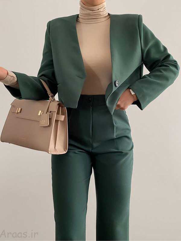 کت و شلوار کوتاه زنانه سبز