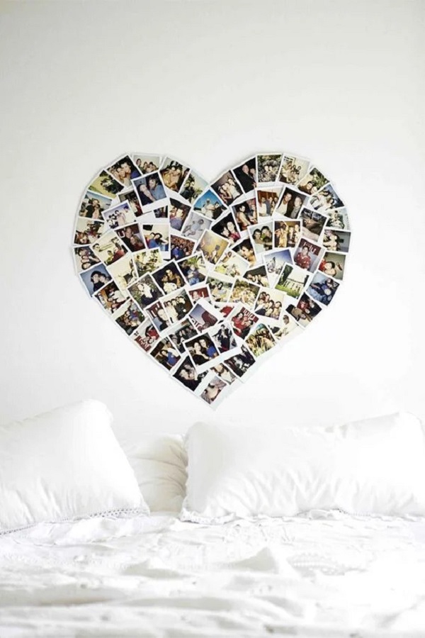 تزیین عکس روی دیوار به شکل قلب