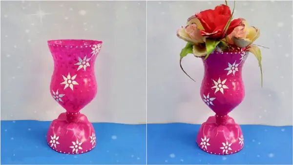 ساخت گلدان گل برای روی میز با بطری پلاستیکی 