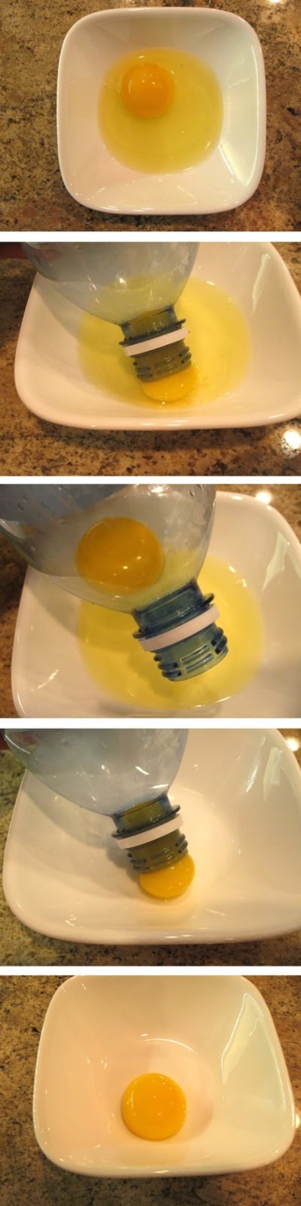 جدا کردن زرده و سفیده تخم مرغ با استفاده از بطری