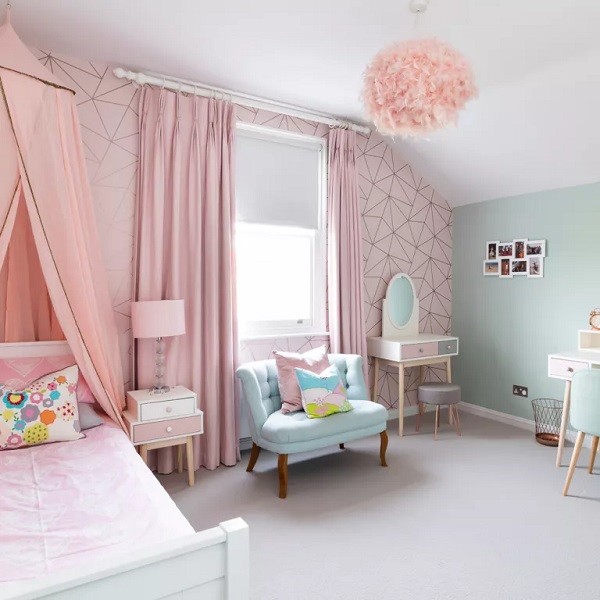 ترکیب رنگ زیبا برای اتاق خواب دخترانه