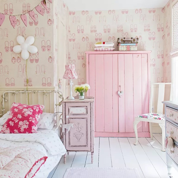 ترکیب رنگ جذاب برای اتاق خواب دخترانه بزرگ
