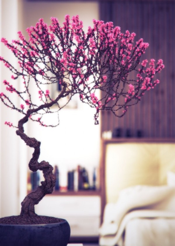 طراحی دکوراسیون شیک با بونسای زیبا