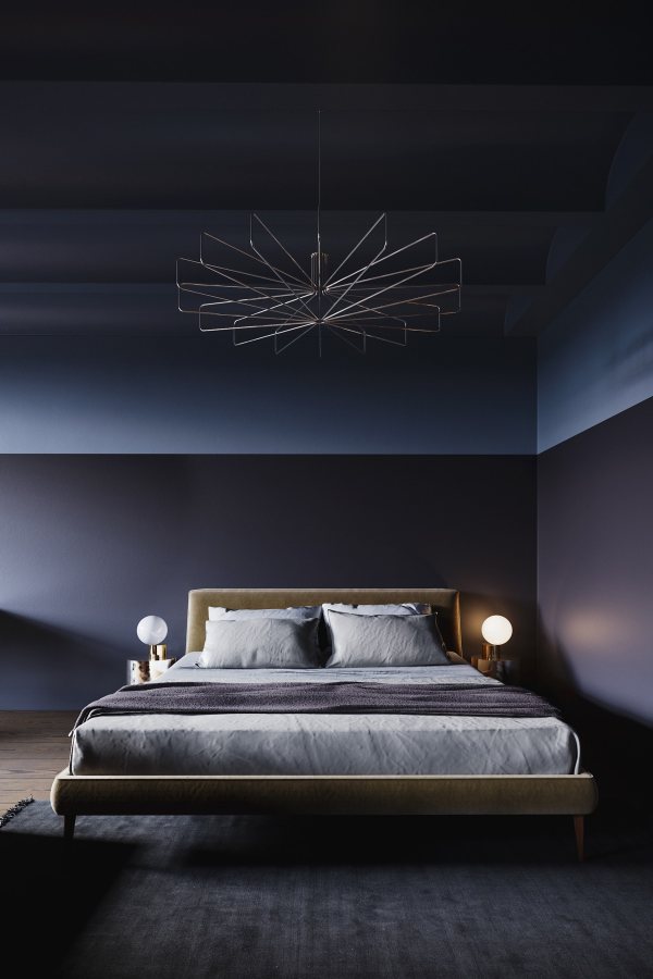 طراحی تاریک اتاق خواب مشکی طلایی 