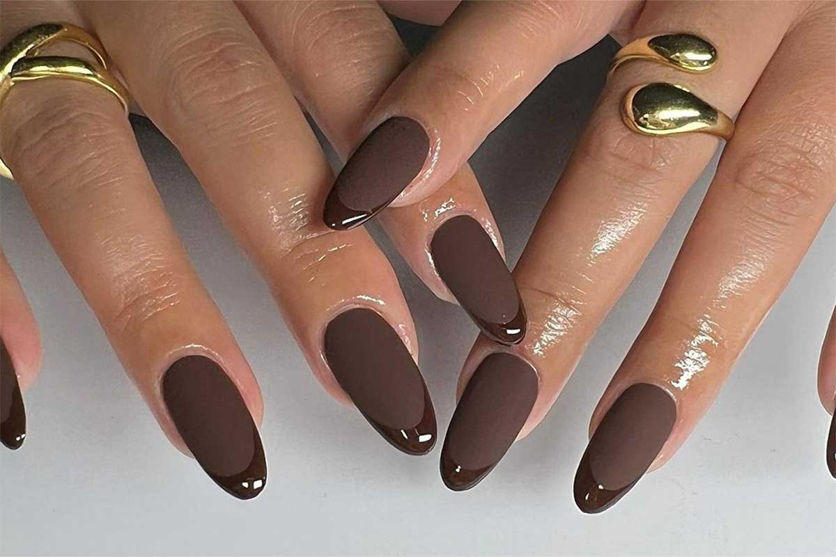 طرح ناخن قهوه ای