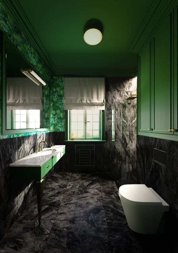 استفاده از رنگ سبز برای حمام و دستشویی کوچک