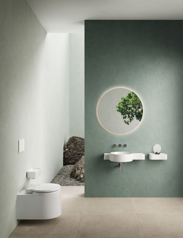 دکوراسیون ساده دستشویی با رنگ سبز