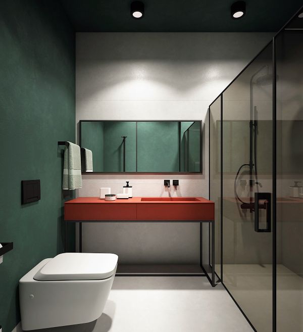 طراحی زیبای سرویس بهداشتی با رنگ سبز 