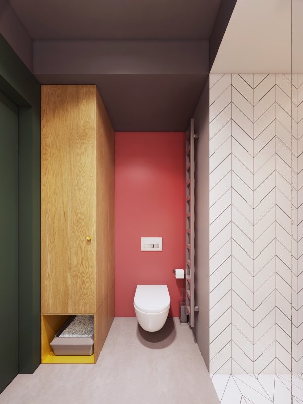 طراحی دستشویی با استفاده از رنگ قرمز