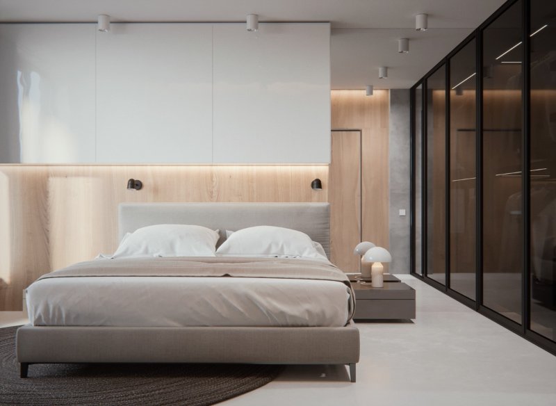 طراحی خلوت و ساده اتاق خواب مدرن 