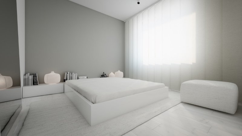 طراحی خلوت و ساده اتاق خواب مدرن 