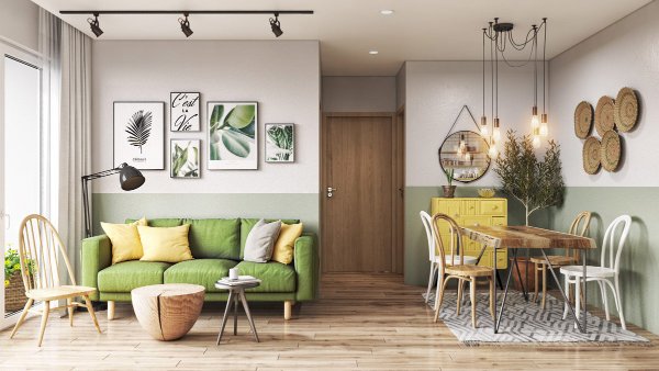 ترکیب رنگ سبز روشن و تیره برای دکوراسیون خانه