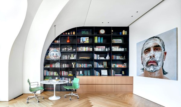 کتابخانه دیواری زیبا برای اتاق نشیمن 