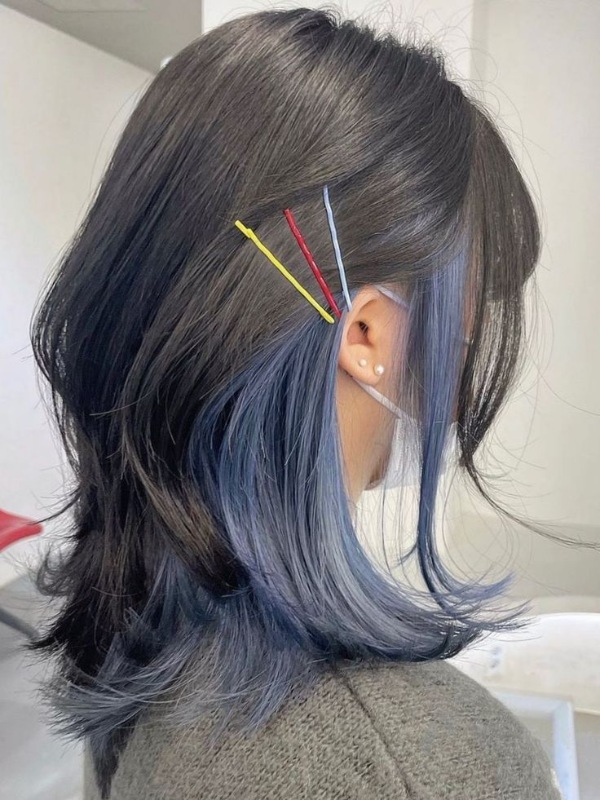 مو دو رنگ زیر و رو آبی