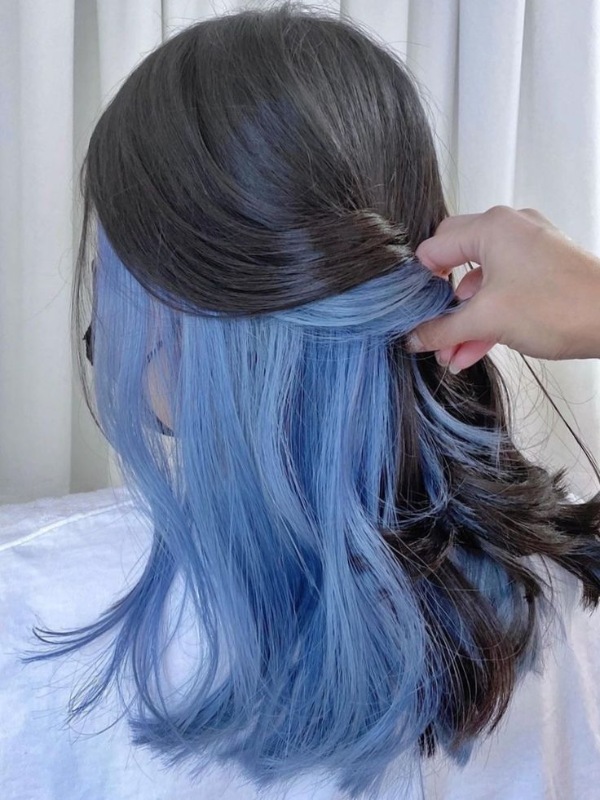 مو دو رنگ آبی زیر و رو 