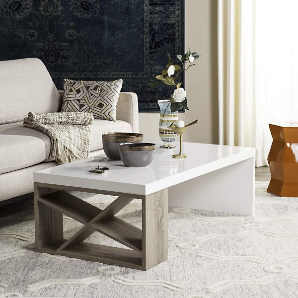 میز جلو مبلی سفید چوبی مدرن