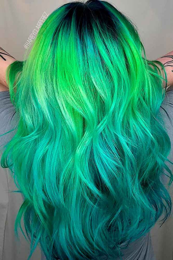 رنگ مو سبز کهکشانی زیبا