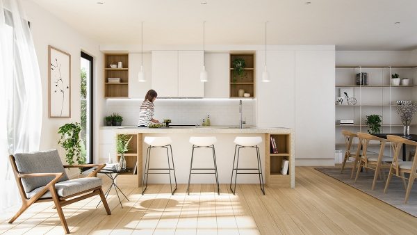 دکوراسیون آشپزخانه مدرن با سفید
