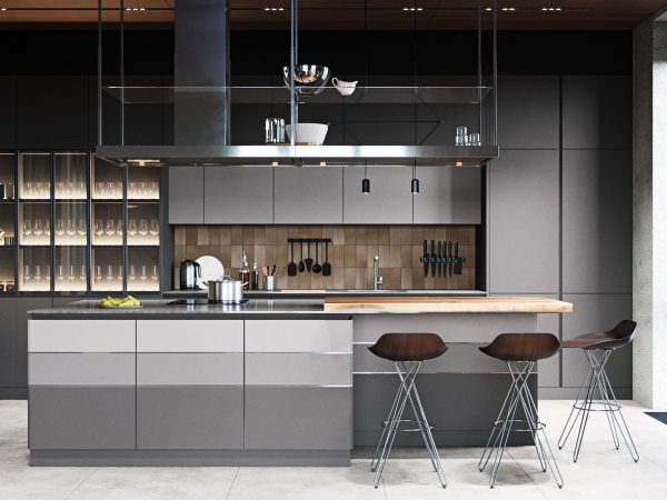طراحی دکوراسیون آشپزخانه مدرن با مشکی