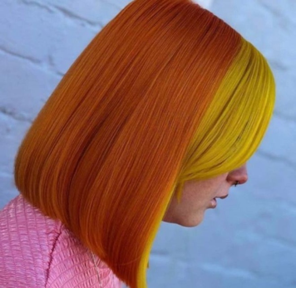 مدل مو کوتاه با رنگ نارنجی