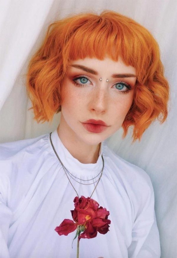موی نارنجی با مدل کوتاه