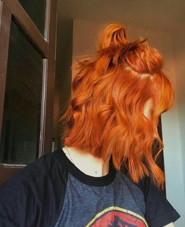 مدل موی کوتاه با رنگ مو نارنجی