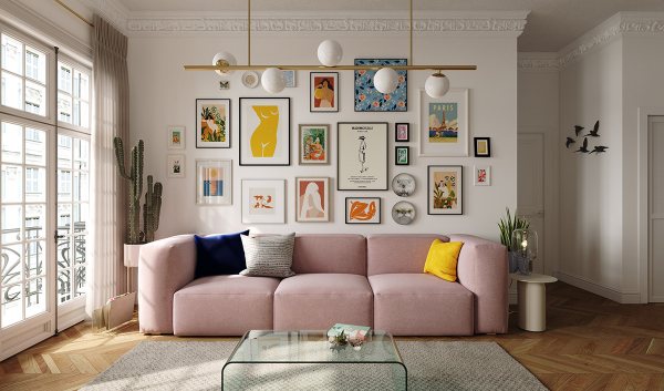 طراحی دکوراسیون رنگی اتاق نشیمن