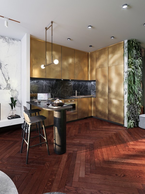 ایده دکوراسیون آشپزخانه طلایی