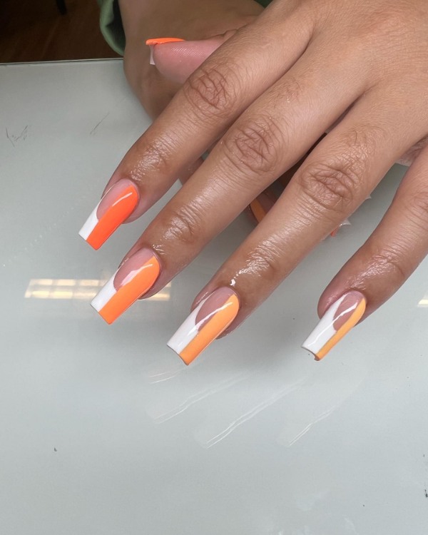 طراحی لاک سفید نارنجی 
