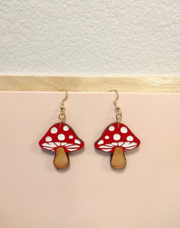 گوشواره قارچ از جنس چوب
