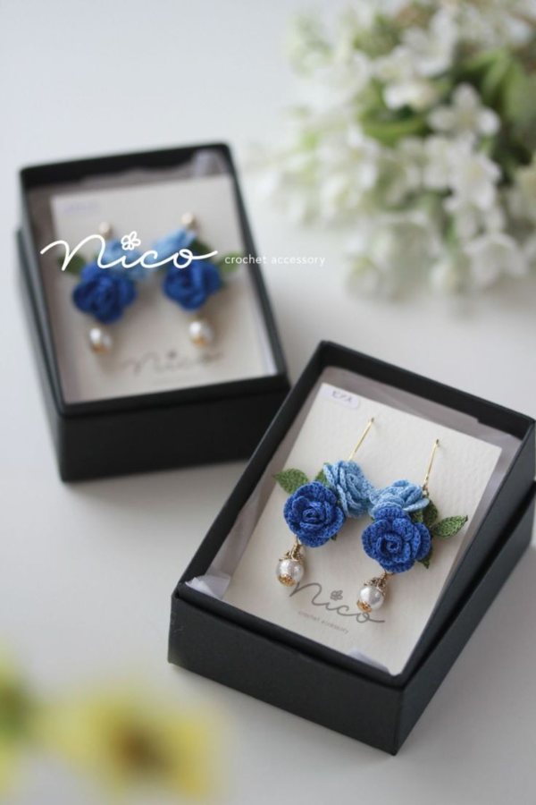 گوشواره قلاببافی گل